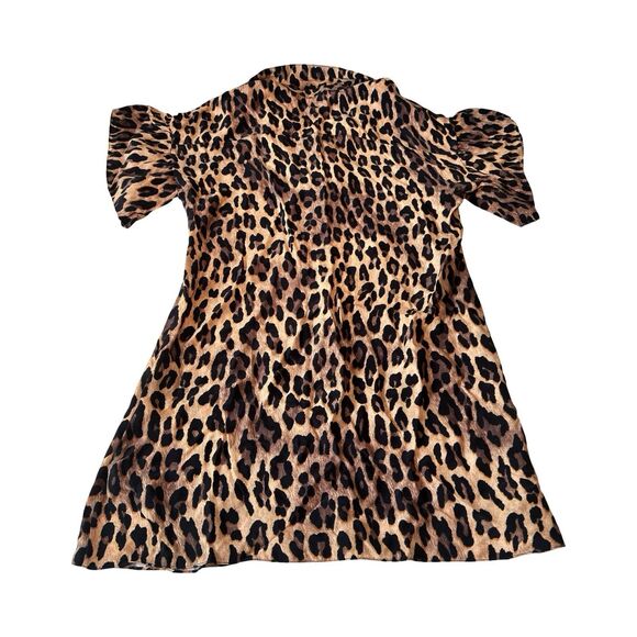 ALICE + OLIVIA Jude Tunic Leopard Short Sleeve Mini Shirtdress Small $395‎ - Picture 3 of 5